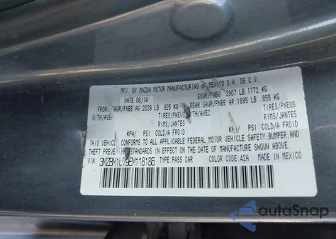 2014 Mazda Mazda3 I Sport z USA, uszkodzony, nr VIN 3MZBM1U79EM118186